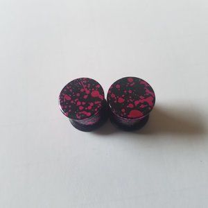 Pink & Black Single Flared Ear Plugs 0G 8mm